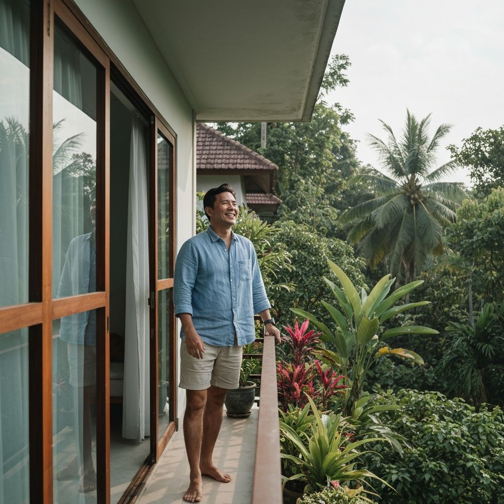 Man enjoying morning routine in natural setting